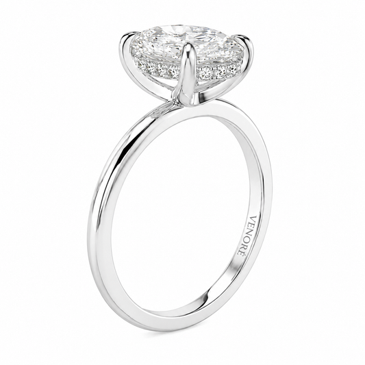Oval Cut Hidden Halo Lab Grown Diamond Ring ✧ 1-4 Carat