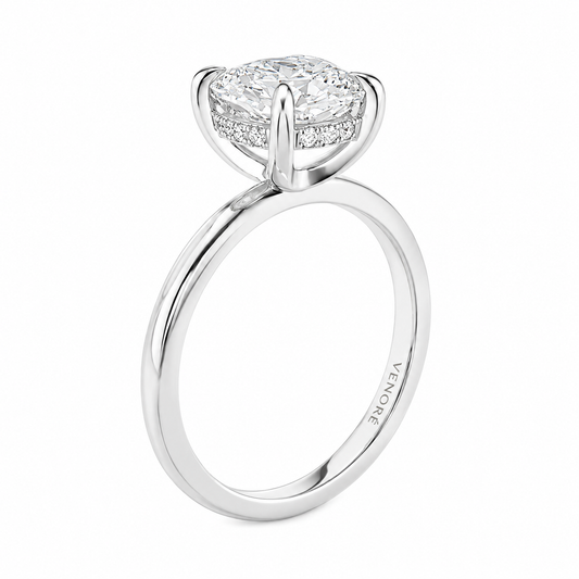 Cushion Cut Hidden Halo Lab Grown Diamond Ring ✧ 1-4 Carat