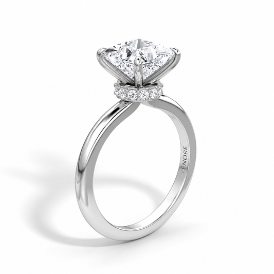 Princess Cut Vield Halo Lab Grown Diamond Ring ✧ 1-4 Carat