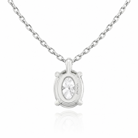 Oval Cut Solitaire Lab Grown Diamond Pendant With Chain ✧ 1-4 Carat
