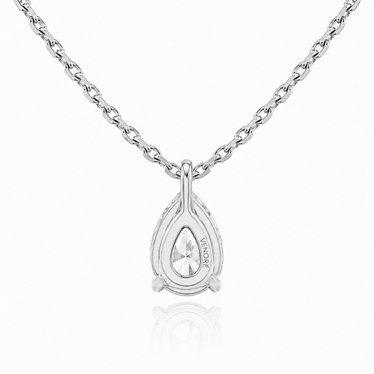 Pear Cut Solitaire Lab Grown Diamond Pendant With Chain ✧ 1-4 Carat