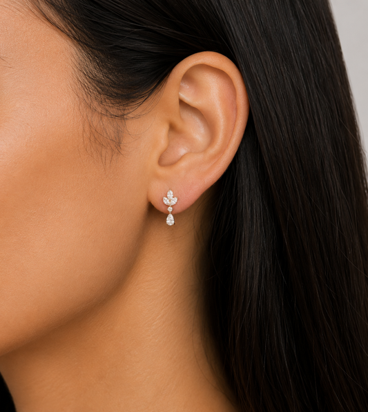Amélie - Cluster Lab Grown Diamond Drop Earrings ✧ 0.6 Carat