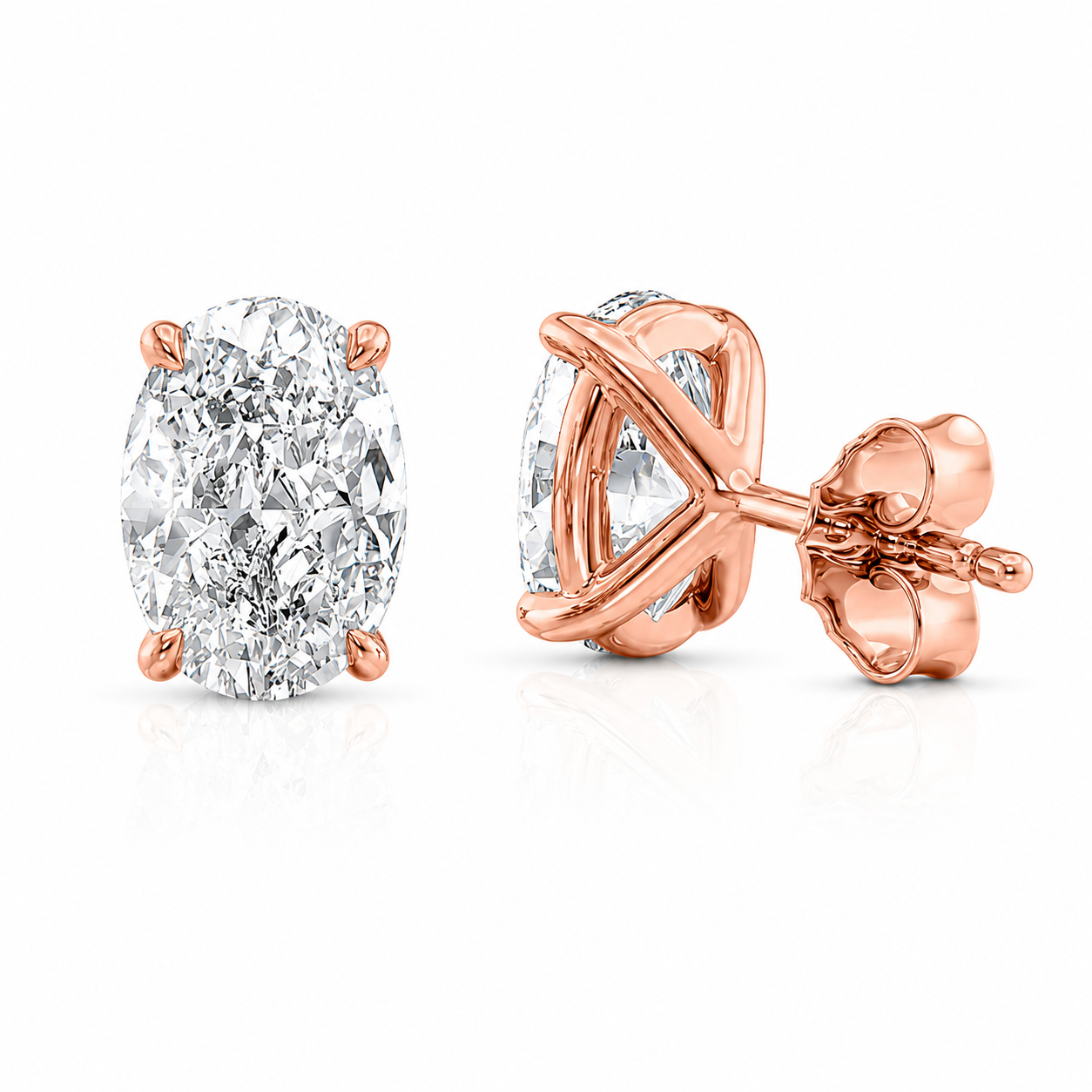 Oval Cut Solitaire Lab Grown Diamond Earrings ✧ 1-4 Carat
