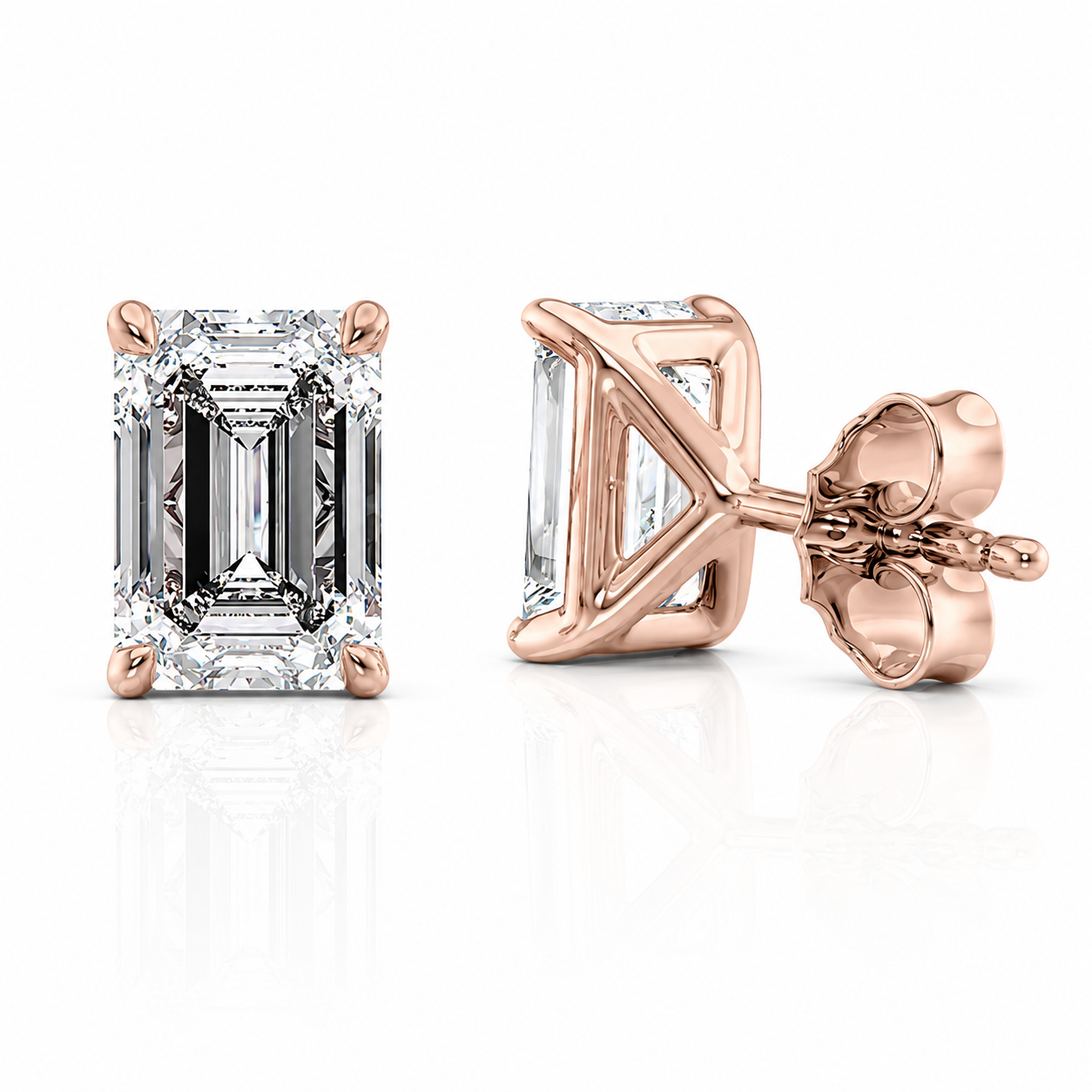 Emerald Cut Solitaire Lab Grown Diamond Earrings ✧ 1-4 Carat