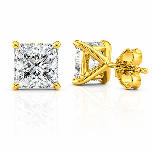 Princess Cut Solitaire Lab Grown Diamond Earrings ✧ 1-4 Carat