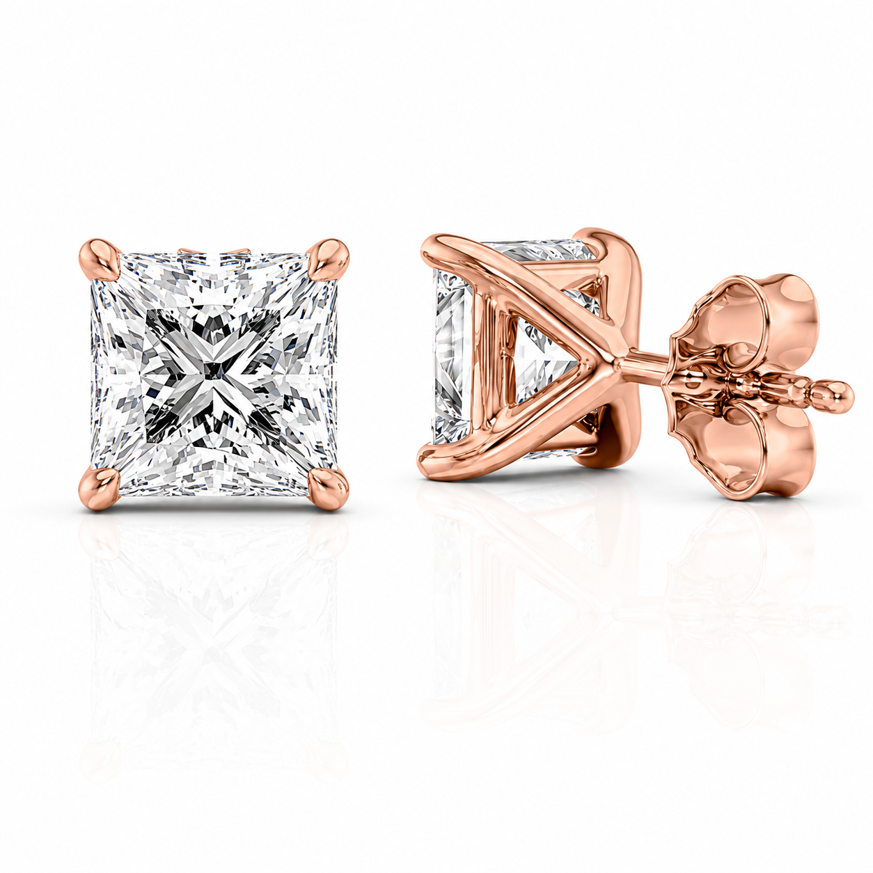 Princess Cut Solitaire Lab Grown Diamond Earrings ✧ 1-4 Carat