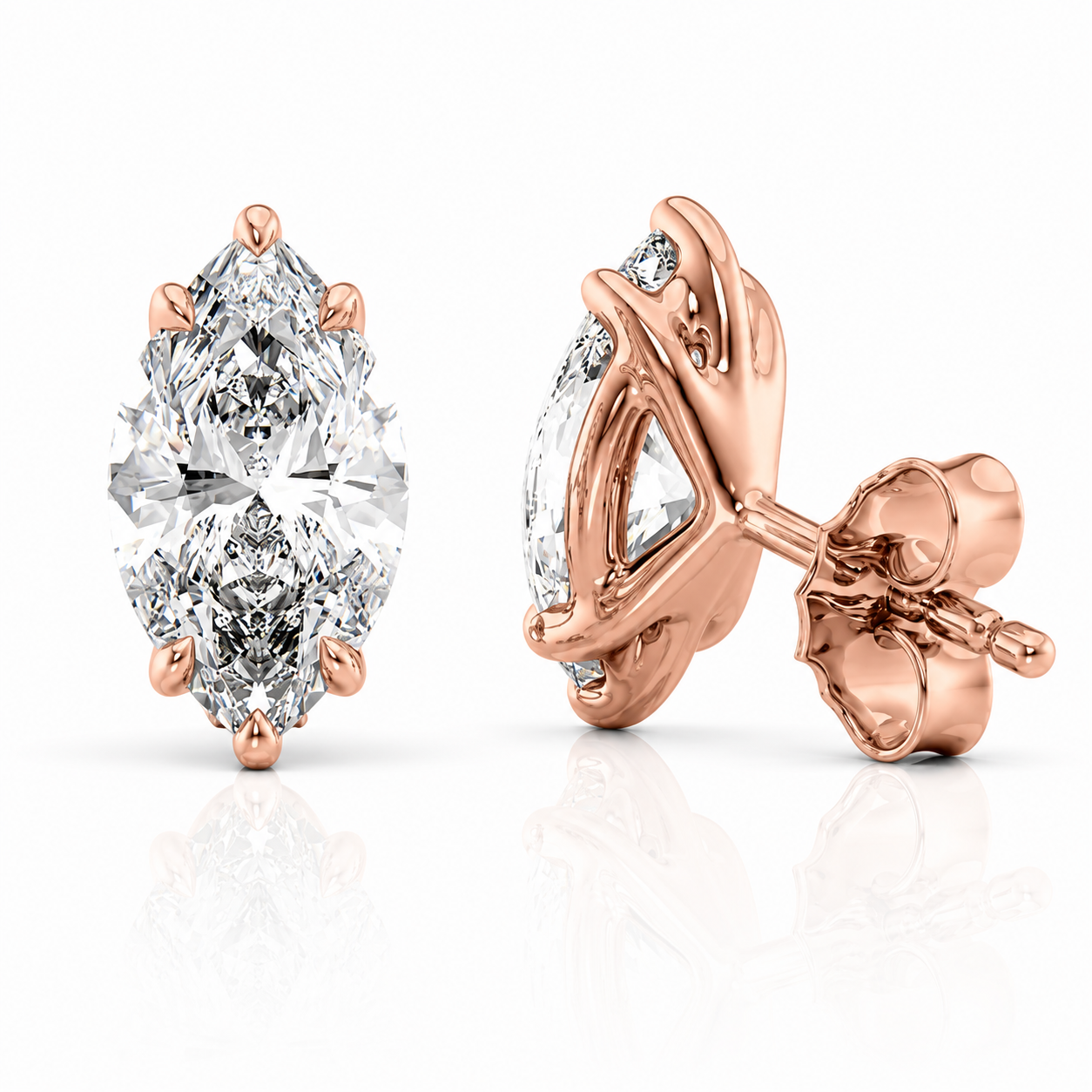 Marquise Cut Solitaire Lab Grown Diamond Earrings ✧ 1-4 Carat