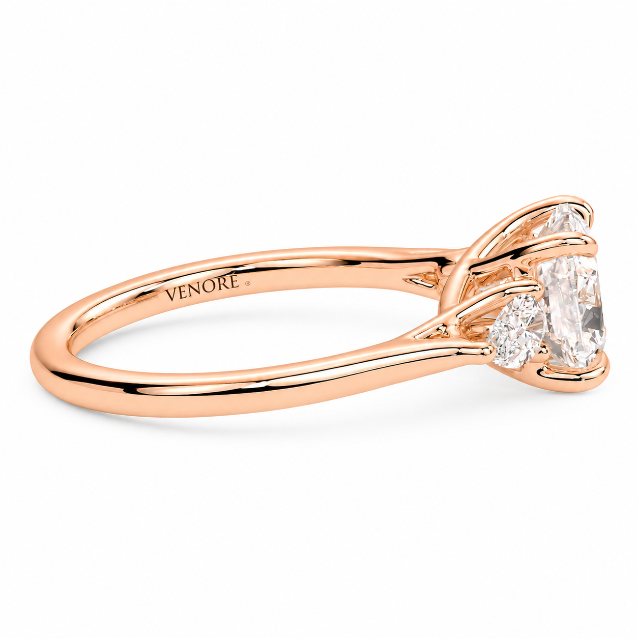 Cushion Cut Lab Grown Trilogy Diamond Ring With Pear Cut Side Stones ✧ 1-4 Carat