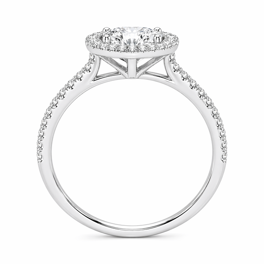 Oval Cut Halo Lab Grown Diamond Ring with Pavé Band ✧ 1-4 Carat