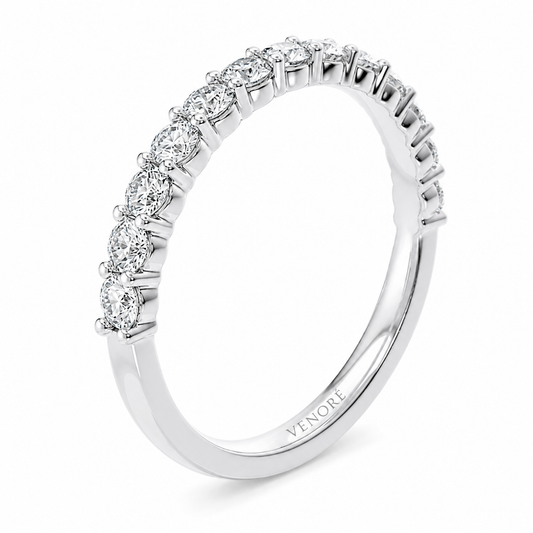 Half Eternity Ring With Shared Prong Setting Round Cut Lab Grown Diamonds ✧ 0.8 Carat