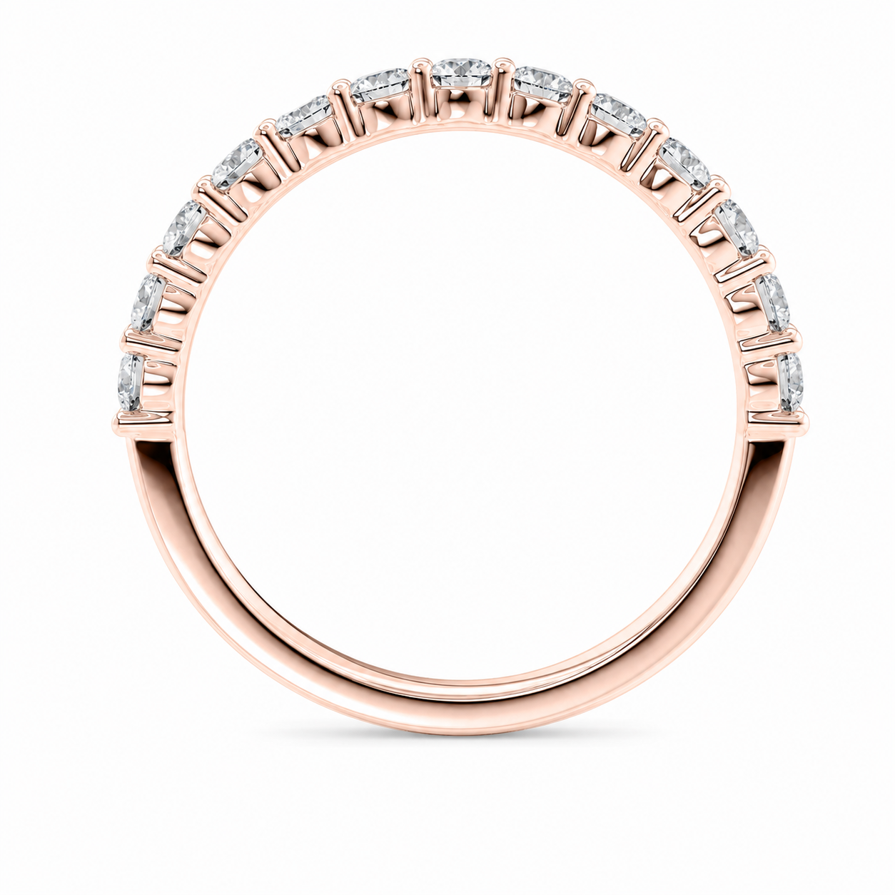 Half Eternity Ring With Shared Prong Setting Round Cut Lab Grown Diamonds ✧ 0.8 Carat