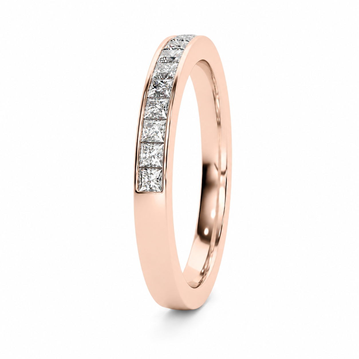 Half Eternity Ring With Channel Setting Princess Cut Lab Grown Diamonds ✧ 0.5 Carat