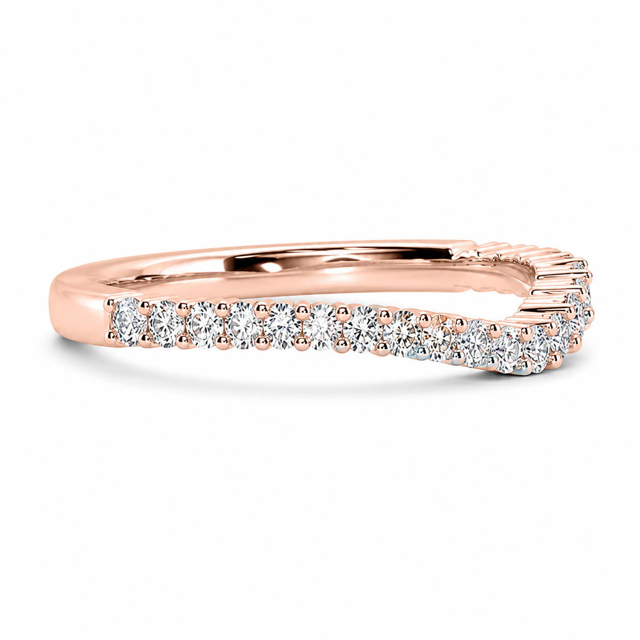 Half Eternity Curved Ring With Shared Prong Setting Round Cut Lab Grown Diamonds ✧ 0.3 Carat