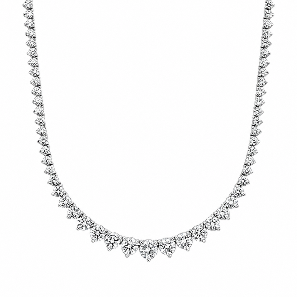 Graduated Tennis Necklace Round Cut Lab Grown Diamond ✧ 5 & 7 Carat