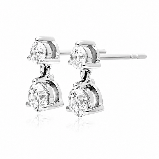 Adélie - Round Cut Lab Grown Diamond Drop Earrings ✧ 0.8 Carat