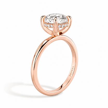 Round Cut Hidden Halo Lab Grown Diamond Ring ✧ 1-4 Carat