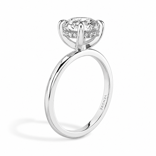 Round Cut Hidden Halo Lab Grown Diamond Ring ✧ 1-4 Carat