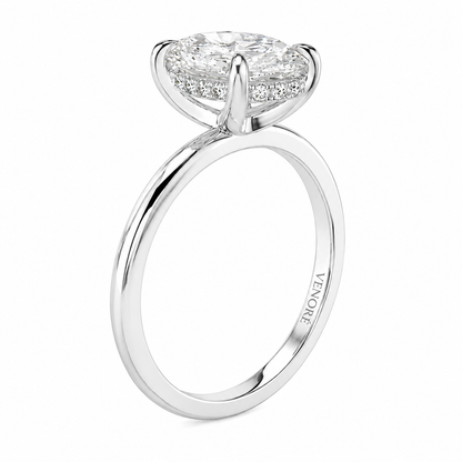 Oval Cut Hidden Halo Lab Grown Diamond Ring ✧ 1-4 Carat