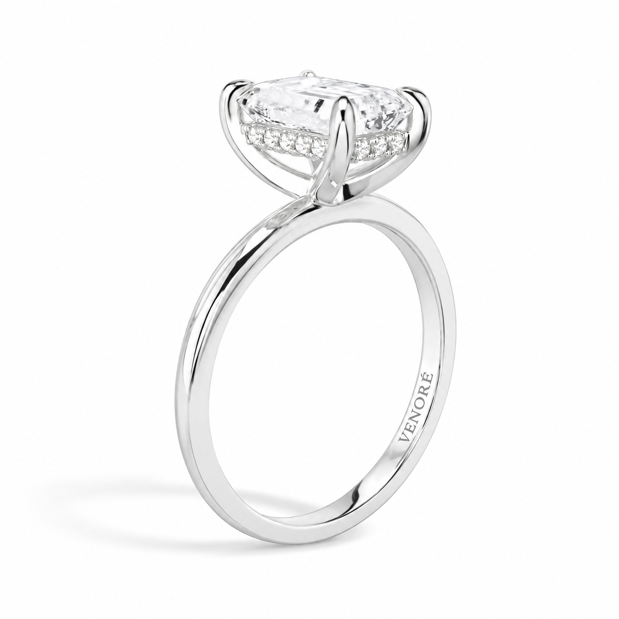 Emerald Cut Hidden Halo Lab Grown Diamond Ring ✧ 1-4 Carat