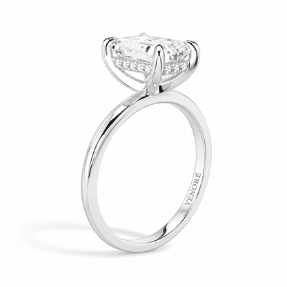Emerald Cut Hidden Halo Lab Grown Diamond Ring ✧ 1-4 Carat
