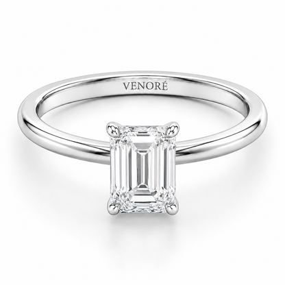Emerald Cut Hidden Halo Lab Grown Diamond Ring ✧ 1-4 Carat