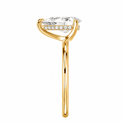 Pear Cut Hidden Halo Lab Grown Diamond Ring ✧ 1-4 Carat
