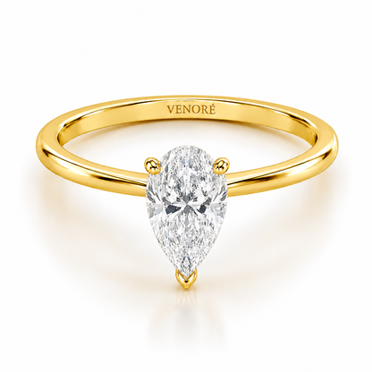 Pear Cut Vield Halo Lab Grown Diamond Ring ✧ 1-4 Carat