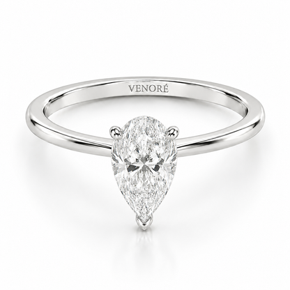 Pear Cut Hidden Halo Lab Grown Diamond Ring ✧ 1-4 Carat