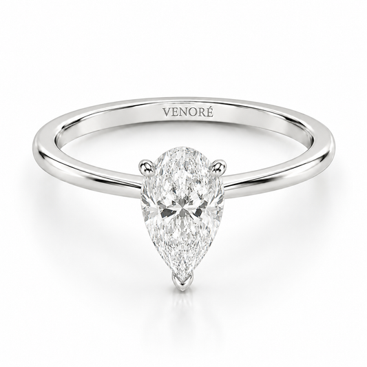Pear Cut Hidden Halo Lab Grown Diamond Ring ✧ 1-4 Carat