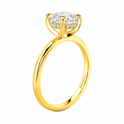 Cushion Cut Hidden Halo Lab Grown Diamond Ring ✧ 1-4 Carat