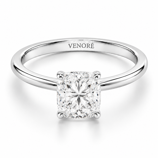 Cushion Cut Hidden Halo Lab Grown Diamond Ring ✧ 1-4 Carat