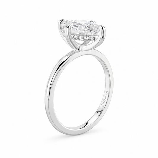 Marquise Cut Hidden Halo Lab Grown Diamond Ring ✧ 1-4 Carat