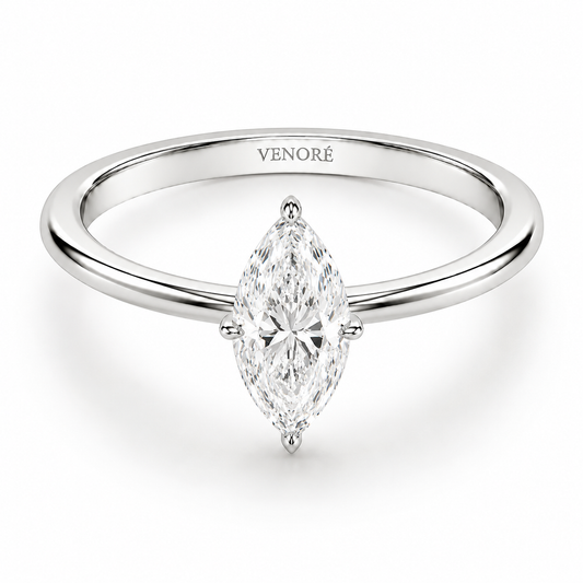 Marquise Cut Hidden Halo Lab Grown Diamond Ring ✧ 1-4 Carat