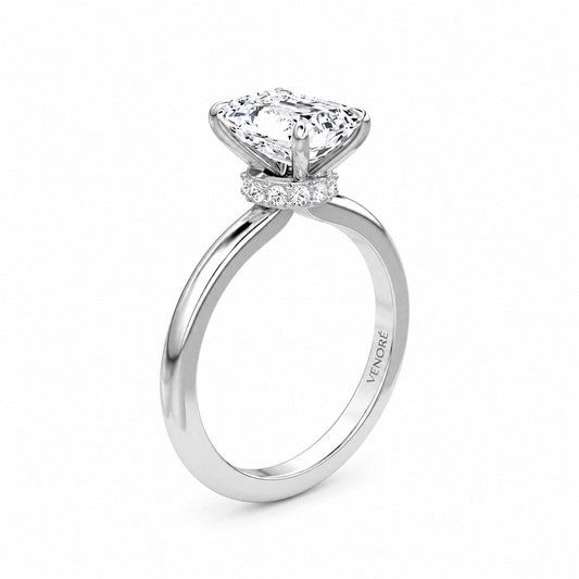 Emerald Cut Vield Halo Lab Grown Diamond Ring ✧ 1-4 Carat