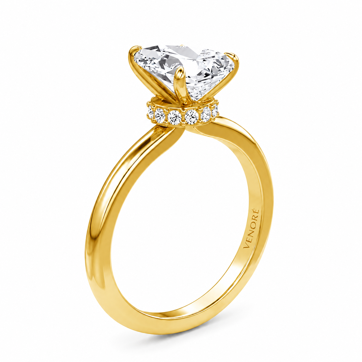 Pear Cut Vield Halo Lab Grown Diamond Ring ✧ 1-4 Carat