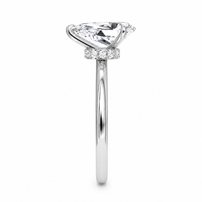 Pear Cut Vield Halo Lab Grown Diamond Ring ✧ 1-4 Carat