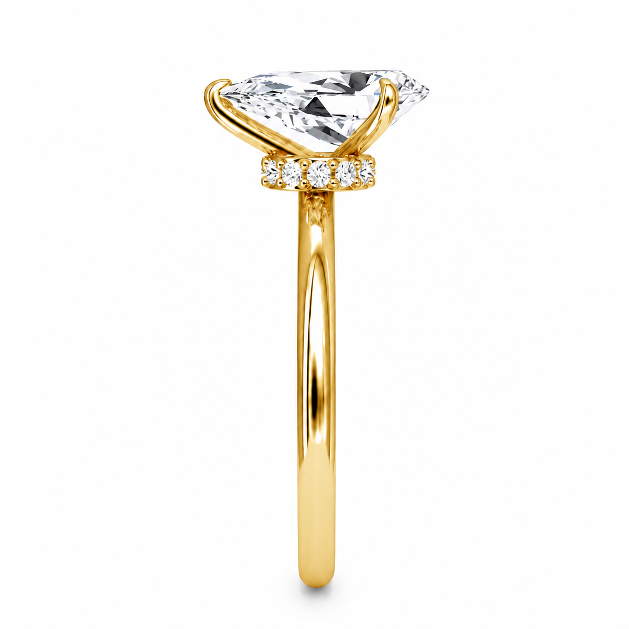 Pear Cut Vield Halo Lab Grown Diamond Ring ✧ 1-4 Carat