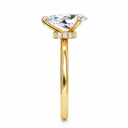 Pear Cut Vield Halo Lab Grown Diamond Ring ✧ 1-4 Carat