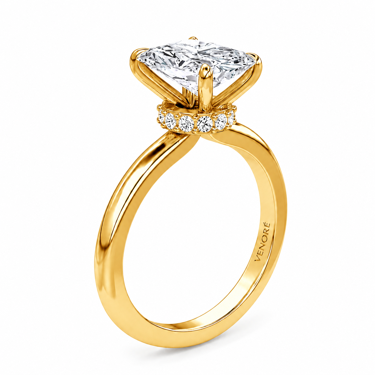Radiant Cut Vield Halo Lab Grown Diamond Ring ✧ 1-4 Carat