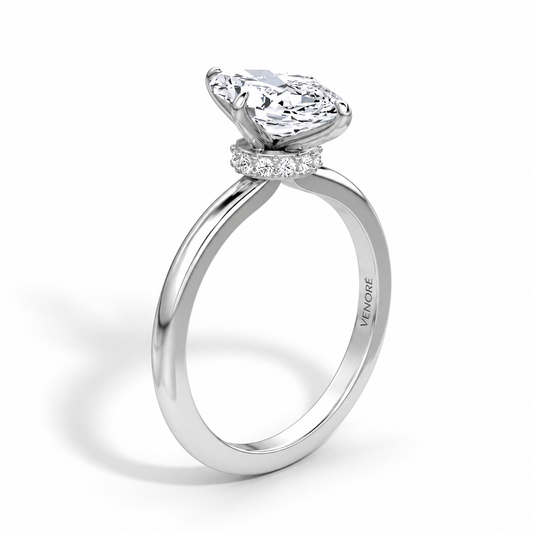 Marquise Cut Vield Halo Lab Grown Diamond Ring ✧ 1-4 Carat