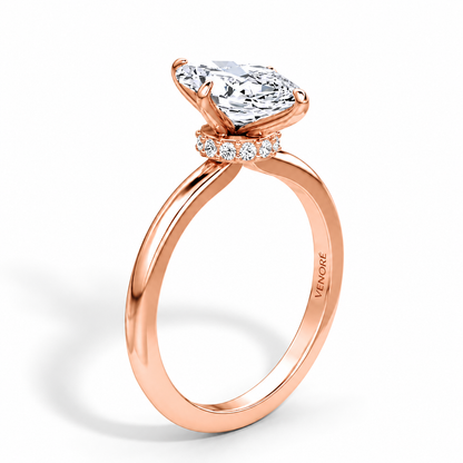 Marquise Cut Vield Halo Lab Grown Diamond Ring ✧ 1-4 Carat