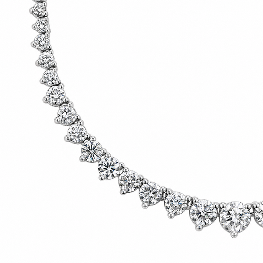 Graduated Tennis Necklace Round Cut Lab Grown Diamond ✧ 5 & 7 Carat