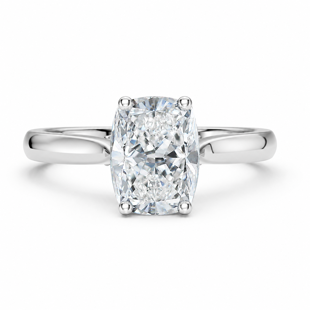 Elongated Cushion Cut Cathedral Setting Lab Grown Diamond Ring with Pavé Bridge✧ 1-4 Carat