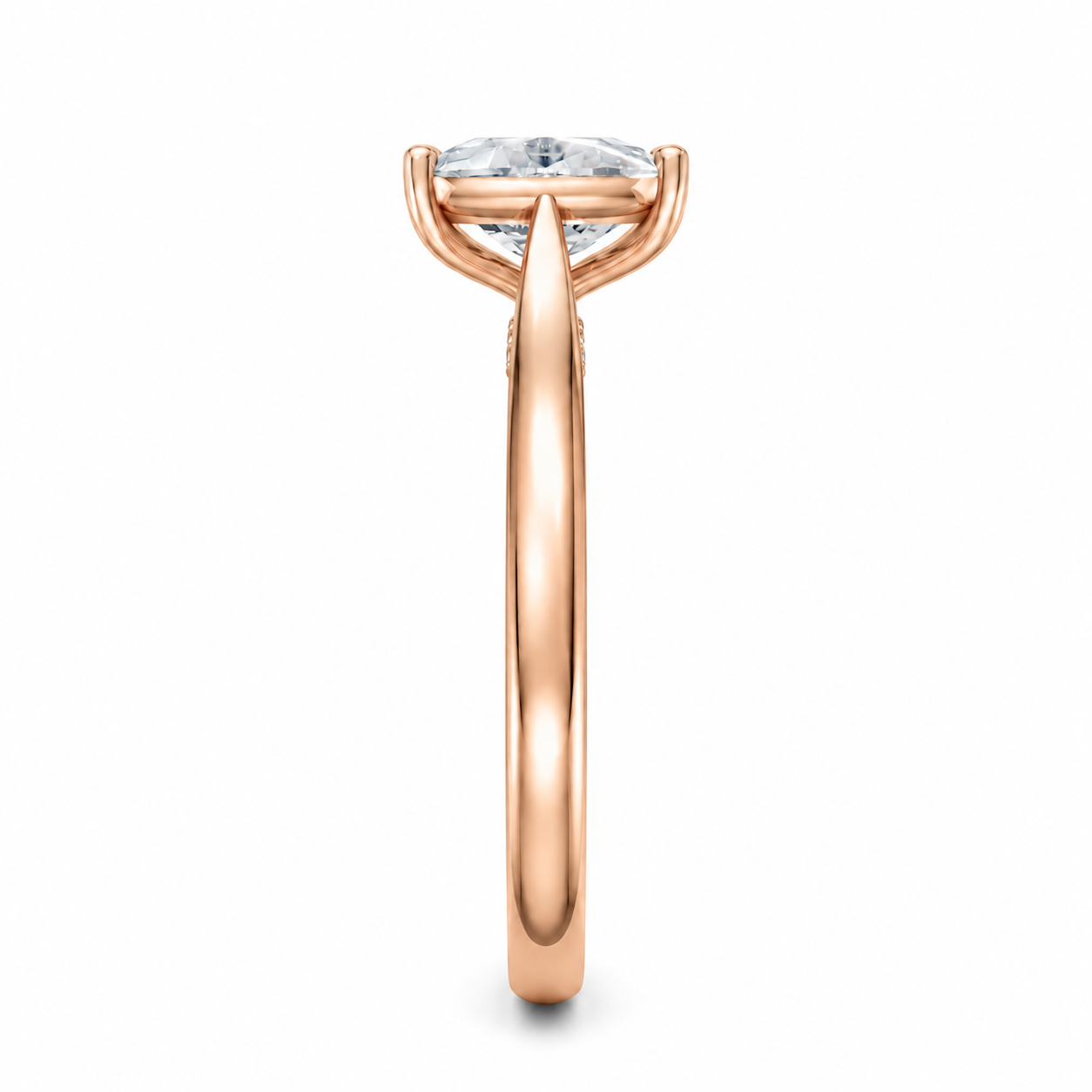 Round Cut Cathedral Setting Lab Grown Diamond Ring with Pavé Bridge✧ 1-4 Carat