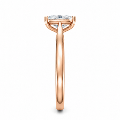 Round Cut Cathedral Setting Lab Grown Diamond Ring with Pavé Bridge✧ 1-4 Carat