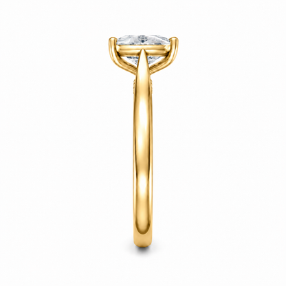Elongated Cushion Cut Cathedral Setting Lab Grown Diamond Ring with Pavé Bridge✧ 1-4 Carat