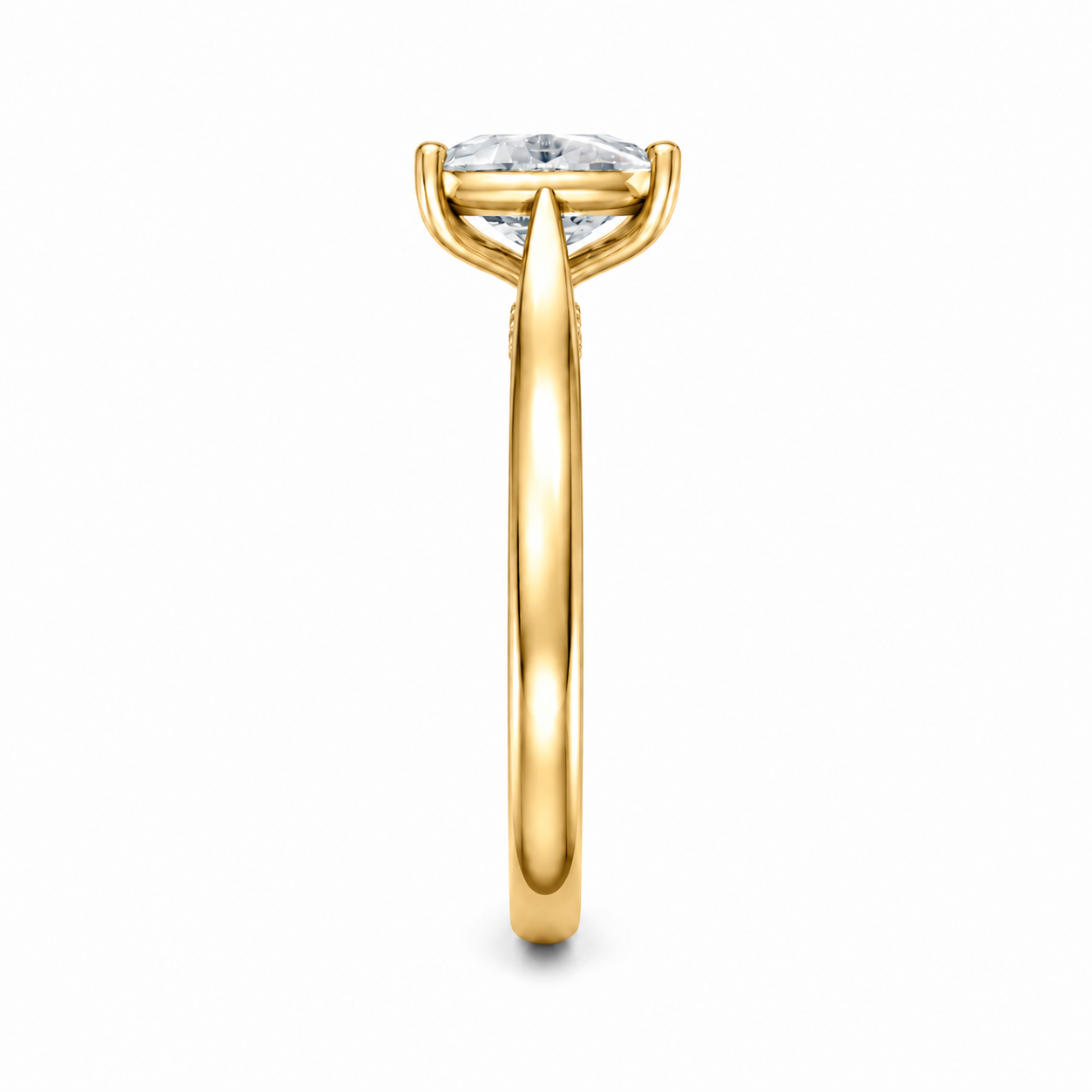 Round Cut Cathedral Setting Lab Grown Diamond Ring with Pavé Bridge✧ 1-4 Carat