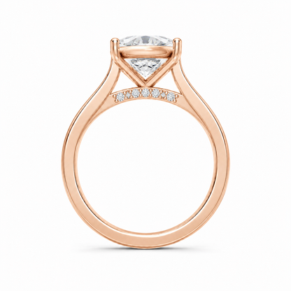 Oval Cut Cathedral Setting Lab Grown Diamond Ring with Pavé Bridge ✧ 1-4 Carat