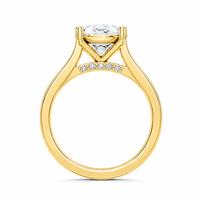 Elongated Cushion Cut Cathedral Setting Lab Grown Diamond Ring with Pavé Bridge✧ 1-4 Carat
