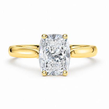 Elongated Cushion Cut Cathedral Setting Lab Grown Diamond Ring with Pavé Bridge✧ 1-4 Carat
